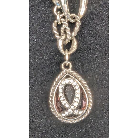 Brighton 2014 Power of Pink Breast Cancer Silver Ribbon Crystal Bracelet - Picture 3 of 5